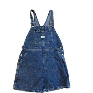 Vintage Riveted Lee Jeans Shortall Overalls Size XL Big Shorts Y2K Dark Wash